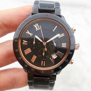 Hoogwaardige modeman Kijk luxe mannelijke klokgroothandels prijs topstijl kalender polshorloge met chronograaf keramiek horloge