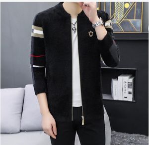 Cardigans en polaire à fermeture éclair pour hommes de haute qualité, pull super beau, pull slim en tricot noir, col de baseball, pulls pour hommes, veste de desinger, vêtements pour jeunes hommes