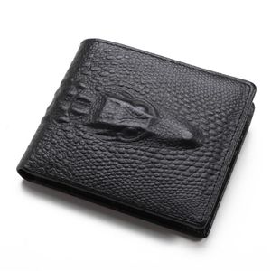 Hoge kwaliteit mode korte bifold portemonnee 3d krokodillenleer zwart bruin mannen lederen designer wallets229S335O