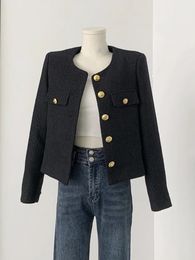 Moda de alta qualidade pequena fragrância tweed jaqueta casaco feminino coreano elegante casacos primavera francês vintage outerwear topo 231225