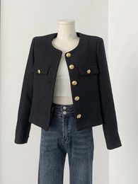 Chaqueta de tweed con perfume pequeño para mujer, chaqueta coreana elegante de alta calidad, chaqueta francesa de primavera 2024, 240123