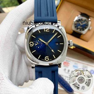 Hoge kwaliteit mode horloge luxe horloge 45 mm leer roestvrij staal voor man blauwe kleur automatische waterdichte kleuren horloges ontwerp R6LU
