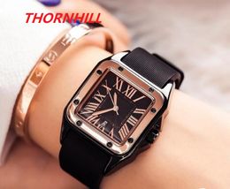 Hoge kwaliteit mode horloge luxe jonge heren en dames vierkante wijzerplaat designer siliconen quartz polshorloge voor mannen vrouwen meisje stijl metalen stalen band horloges