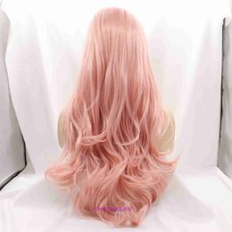 Pelucas de moda de alta calidad Tienda en línea Wigs para mujeres con cabello rosa cabello rizado diadema sintético y cubierta