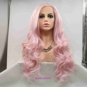 Perruque mode de haute qualité Store en ligne Qingdao Xiwei Température Silk chimique Fibre Pinie rose grande vague Long Curly Hair
