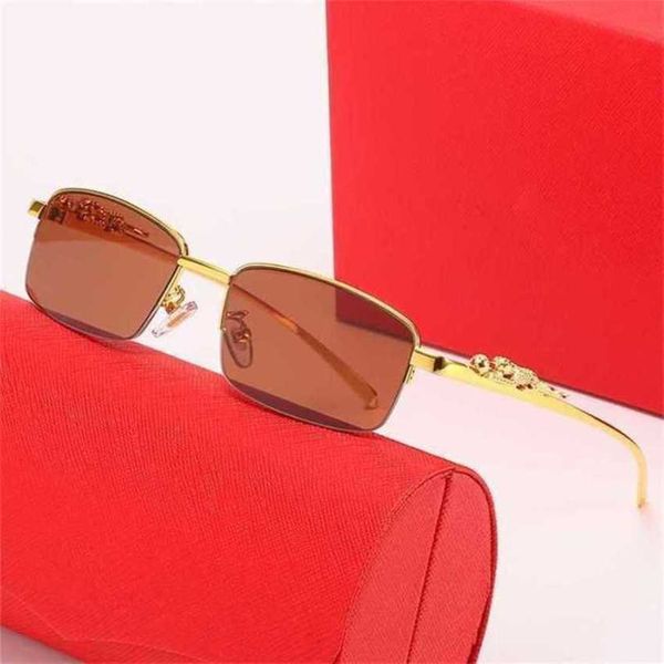 Lunettes de soleil à la mode de haute qualité 10% de réduction sur les lunettes de soleil de nouvelle créatrice de luxe pour hommes et femmes 20% sur la tête stéréo Leopard Half-Frad Trend Small Box Fashion Glocheskajia