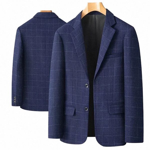 Alta calidad Fi Guapo Busin Todo Viejo Ocio Loose Plaid Traje Hombres Traje de mediana edad Papá Abrigo Blazer Masculino y0Oi #