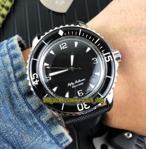 Vijftig vadems van hoge kwaliteit 5015113052 Zwarte wijzerplaat Japan Miyota Automatic Men039S Bekijk Sapphire Glass Black Bezel Nylon Strap 1143902