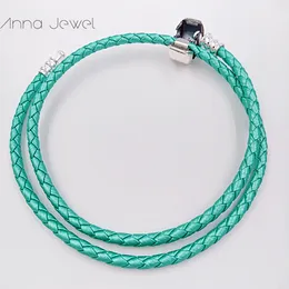 Bracelet en cuir 100 % véritable tissé de haute qualité, fermoir en argent 925, perle, convient aux bracelets à breloques Pandora, marquage DIY, pour femmes et hommes, cadeaux 590705CLG-D