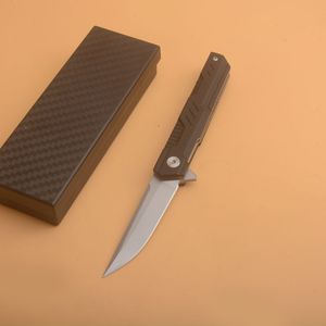 Hoge Kwaliteit Flipper Fodling Mes D2 Drop Point Satijn Blade Black G10 + Roestvrijstalen Handvat Kogellager EDC Pocket Messen