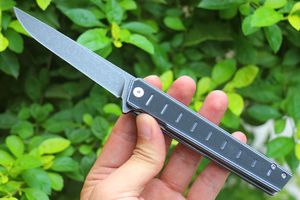 Haute qualité Flipper Folder Knife D2 Black Stone Wash / Satin Blade G10 + Manche en acier inoxydable Roulement à billes Couteaux pliants