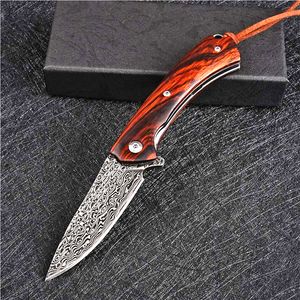 Haute Qualité Flipper Couteau Pliant VG10 Lame En Acier Damas Palissandre + Acier Inoxydable Feuille Poignée En Plein Air EDC Poche Cadeau Couteaux