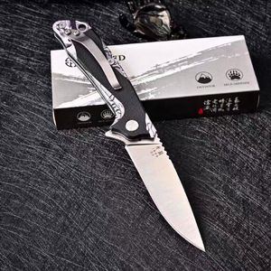 Couteau pliant de poche Flipper de haute qualité D2 Satin Drop Point Lame G10 + Poignée en tôle d'acier inoxydable EDC Couteaux cadeaux