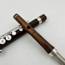 Hoge kwaliteit fluit 17 holes open verzilverde zilveren rozenhout sleutel E Key B voet professioneel muziekinstrument met case