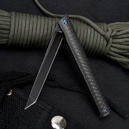Couteau pliant de haute qualité m390 acier couteaux de poche en fibre de carbone en plein air forte sécurité autodéfense mini portable petit couteauS HW38