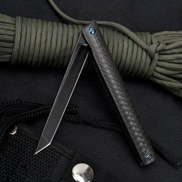 Cuchillo plegable de alta calidad m390 acero fibra de carbono cuchillos de bolsillo al aire libre seguridad afilada autodefensa mini cuchillos pequeños portátiles HW38