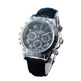 hoge kwaliteit voor mannen ROLX Alle wijzerplaatwerk Saffier Horloges Herenhorloges Zes naalden kalender quartz Horloge Luxe polshorloge Leren band designer armband