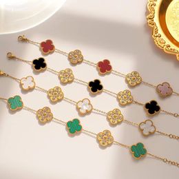 Bracelet trèfle à quatre feuilles de haute qualité, chaîne de trèfle, bijoux de créateur pour femmes, amour, bracelets porte-bonheur, cadeaux de noël