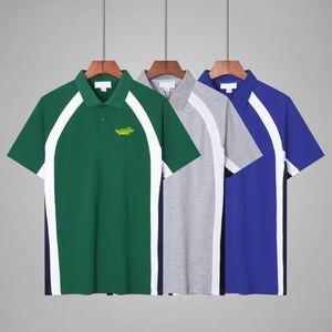 Brand de haute qualité France Crocodile Print Men Polo Polo Business Casual Business Top Broidery Shirts Male à manches courtes mâles