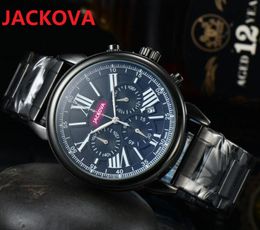 Haute qualité entièrement fonctionnel Six Stiches montres 42mm Japon mouvement à quartz hommes montre en acier inoxydable président Boutique super lumineux