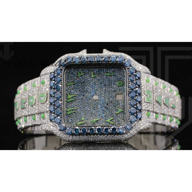 Reloj de moissanite de diamantes de alta calidad totalmente personalizado