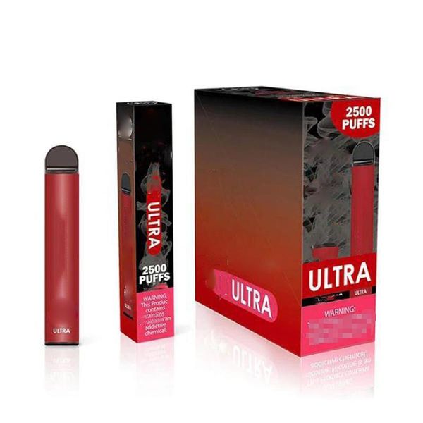 Haute qualité FUMED ULTRA 2500PUFFS rechargeable rechargé jetable 2500 bouffées cartouche de cigarette électrique Kit de démarrage 8ML jus rempli de dosettes 1000mah