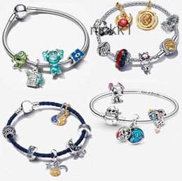 Juego de alta calidad Pulseras de diseño con dijes para mujer Joyería de moda Diy Fit Pandoras Disnes Lilos y Stitches Conjunto de pulseras Regalo de fiesta de Navidad con caja 6WH3