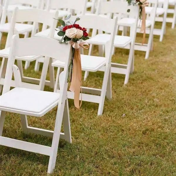 Chaises blanches en plastique légères pour événement de mariage, jardin de haute qualité, chaise pliante d'extérieur en résine