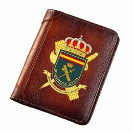portefeuille en cuir authentique en cuir Guardia Civil Symbole Impression du porte-carte courte Purse de luxe Brand Malefreft T8MV # #