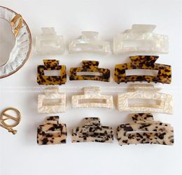 Garras de acetato geométrico de alta calidad Cangrejo cuadrado Grip Cape de grano de leopardo para mujeres Accesorios para el cabello 705 x26825125