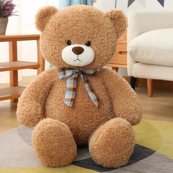 Muñeco de oso de peluche gigante de alta calidad relleno con oso animal y almohada de peluche con cinta para regalo de cumpleaños del día de San Valentín de los niños 240124