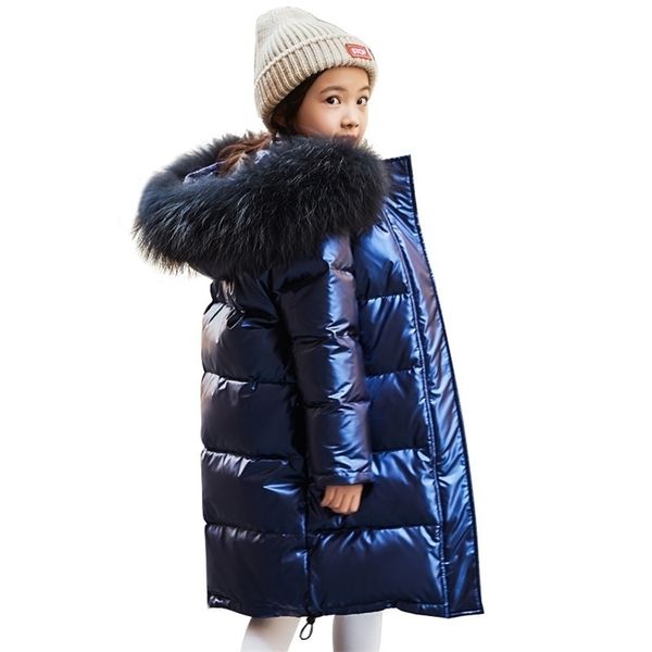 Haute qualité filles hiver chaud blanc duvet de canard vestes pour garçons vêtements imperméables fourrure naturelle manteaux à capuche pour enfants -30 parka LJ201017