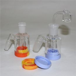 Cenicero de vidrio para fumar cachimba de alta calidad con contenedor de silicona de 7 ml Junta de 14 mm y 18 mm para bongs cenicero de tubería de agua