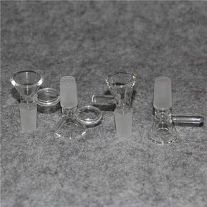 Bol en verre de narguilé de haute qualité avec poignée 2 Style dab rig mâle 14mm 19mm Joint Femme Bols en verre pour Bong Pipe à eau