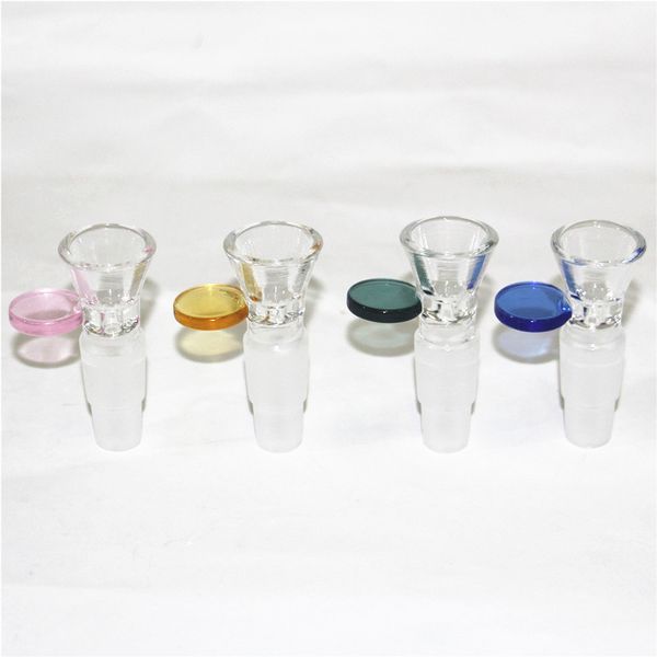 Bols en verre de haute qualité narguilés bol de filtre rond épais avec poignée 14mm18mm mâle 2 en 1 pour outils de fumage de plate-forme pétrolière