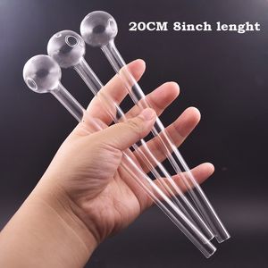 Tuyaux en verre de haute qualité, tuyau géant pour brûler les ongles, 8 pouces de longueur, grande boule en verre Pyrex, concentré transparent, excellents tubes pour fumer pour les fumeurs