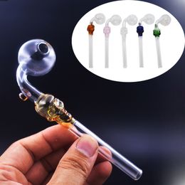 Tuyau de fumée en verre de haute qualité Tuyau de brûleur à mazout coloré de crâne Tuyaux de verre à billes bon marché de 30 mm pour fumer Dab Huile Paille Cigarette Tabac Cuillère Pipes