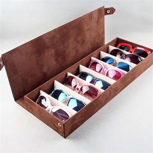 Haute qualité étui à lunettes 8 fentes grille lunettes de soleil présentoir support organisateur Rectangle boîte de rangement 210922