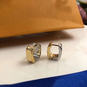 Boucles d'oreilles de combat double couleur en or et argent de haute qualité pour hommes et femmes, même mode, boucles d'oreilles de luxe simples, bijoux cadeaux avec boîte d'origine