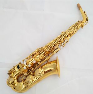 Hoogwaardige gouden Eb professionele altsaxofoon Europese elektroforese goudproces verguld altsax muziekinstrument