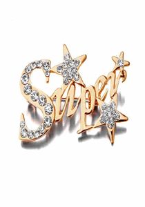 Goud vergulde heldere Clear Crystal Super Star -vormige legering broche Special Gift Party Kostuumpennen Braaches voor vrouwelijke verkoop6172640