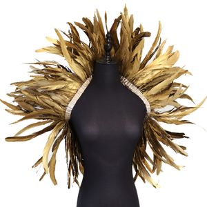 Plumas de cola de gallo doradas y plateadas de alta calidad, adornos de flecos, cinta de plumas naturales, 10-12 