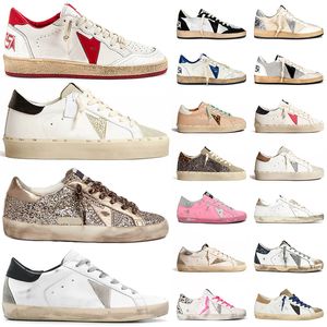 Hoogwaardige gouden sneakers Designer Dress Shoes Superstar Dirty Super Star Black White Pink Green Ball Star Dames Mens des Chaussures Trainers Ademende schoenen