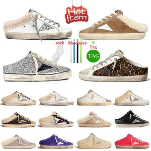 Alta calidad Goldenstar Sabots Zapatillas Mujer Zapatos de diseñador Habitación Diapositivas Mocasines Entrenadores Hombres Plataforma Pantoufle Super estrellas Sucias Zapatillas de deporte doradas viejas Moda