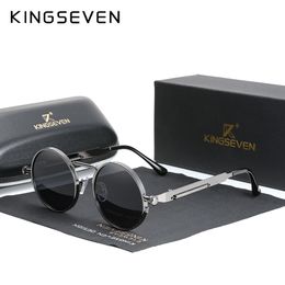 Hochwertige Gothic Steampunk Sonnenbrille Polarisierte Männer Frauen Markendesigner Vintage Runde Metallrahmen Sonnenbrille