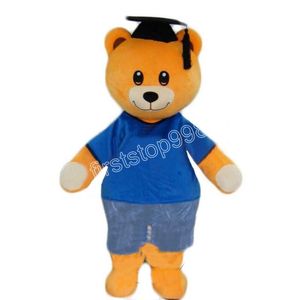 Hoge kwaliteit afstuderen Doctor Bear Mascot Costuums Simulatie Cartoon Anime Thema Karakter Volwassenen Maat Kerstmis Buitenreclame Outfit Pak voor mannen Women