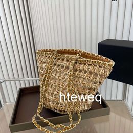 Gras geweven tote draagtas van hoge kwaliteit Rafia Beach Handtas Designer Ketting Schouder Icare Straw Dames zomer Rafia Bag