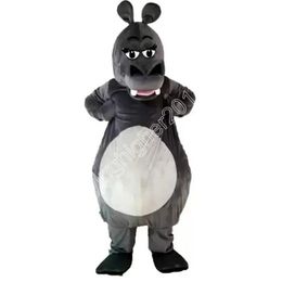 Disfraz de mascota de hipopótamo gris de alta calidad Tamaño adulto Dibujos animados Anime tema personaje Carnaval Vestido unisex Vestido de fiesta de fantasía de Navidad