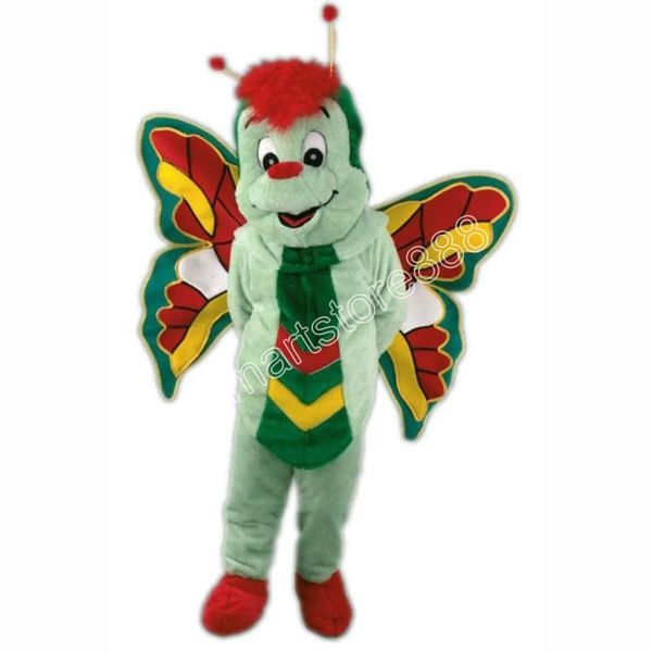 Costume de mascotte de papillon vert de haute qualité, tenue de carnaval, taille adulte, fête d'anniversaire de noël, déguisement en plein air, accessoires promotionnels