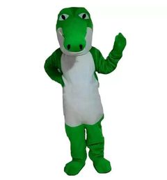 Dessin animé de costume de mascotte de crocodile vert de haute qualité